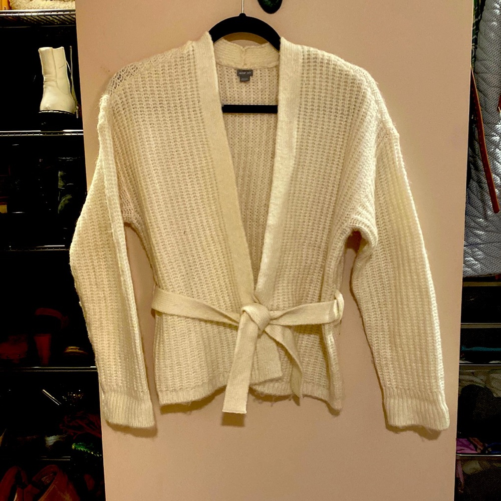 AERIE belted cream cardigan size XS